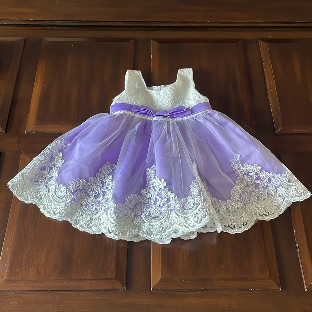 Purple and White Tiered Formal Sundress for Prom